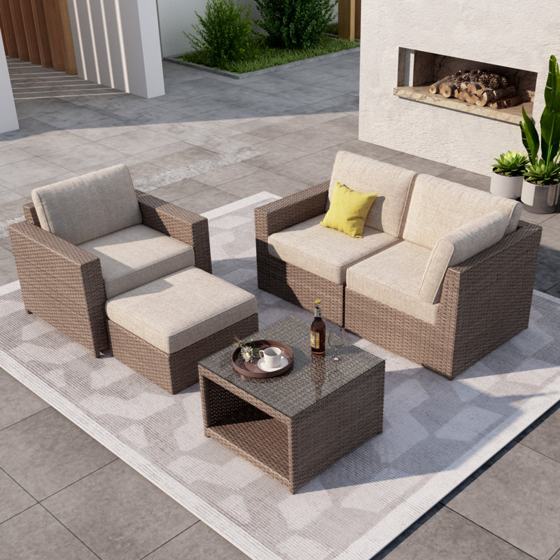 223cm Wide L-Shaped Patio Sectional Set