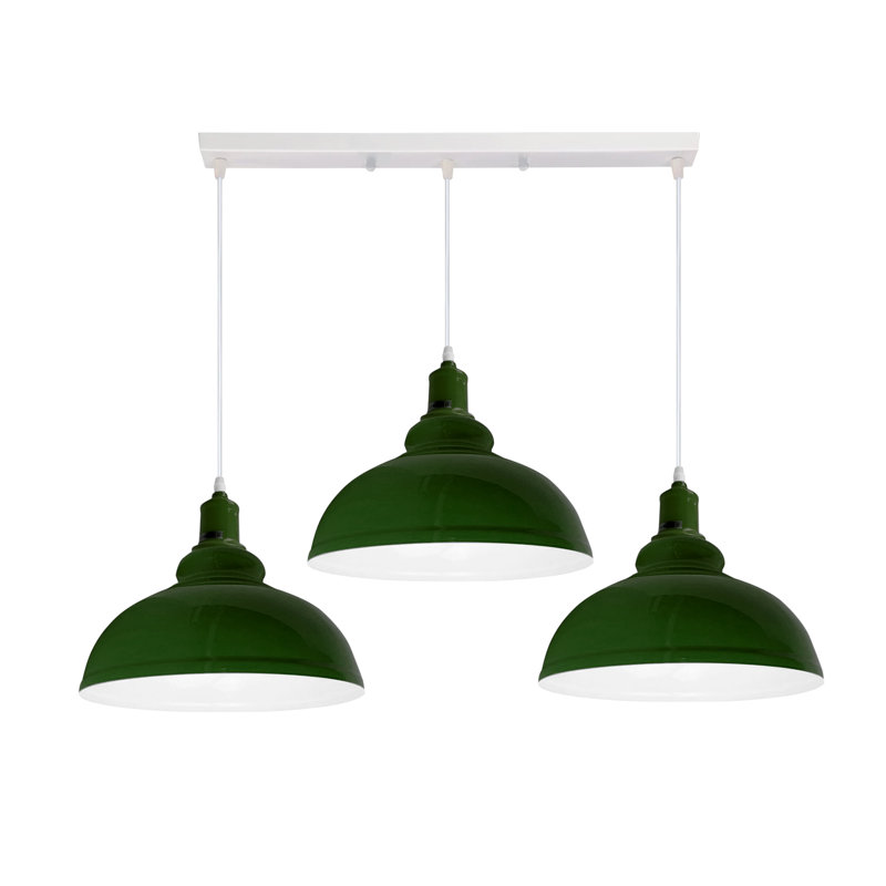 3 - Light Kitchen Island Pendant, Green, No