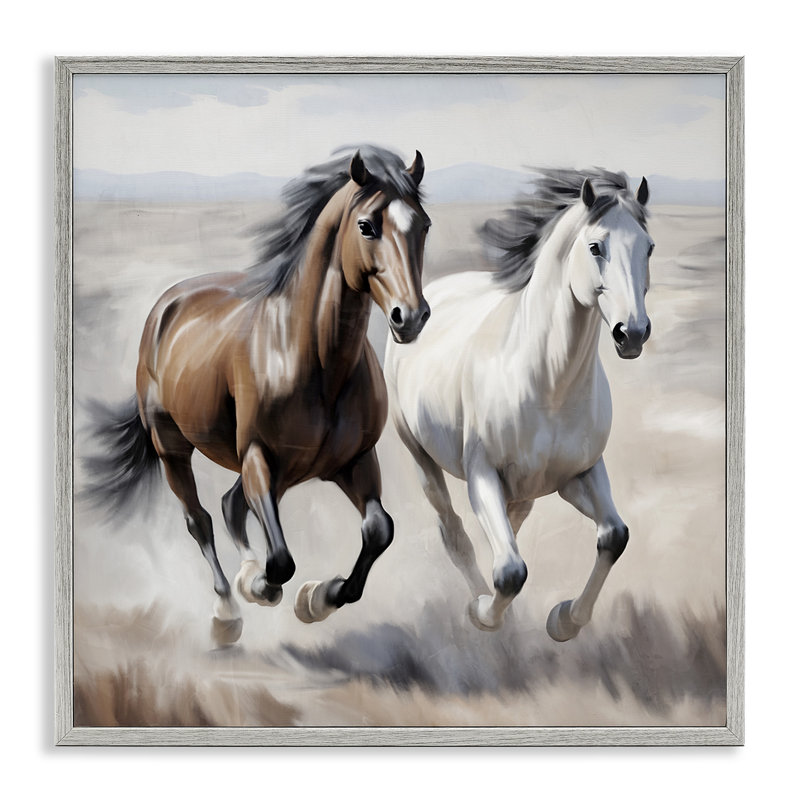 Art de giclée encadrée par Wild Run Horse, conception de Kim Allen, H 17 po x l 17 po, Estampe numérique Farmhouse