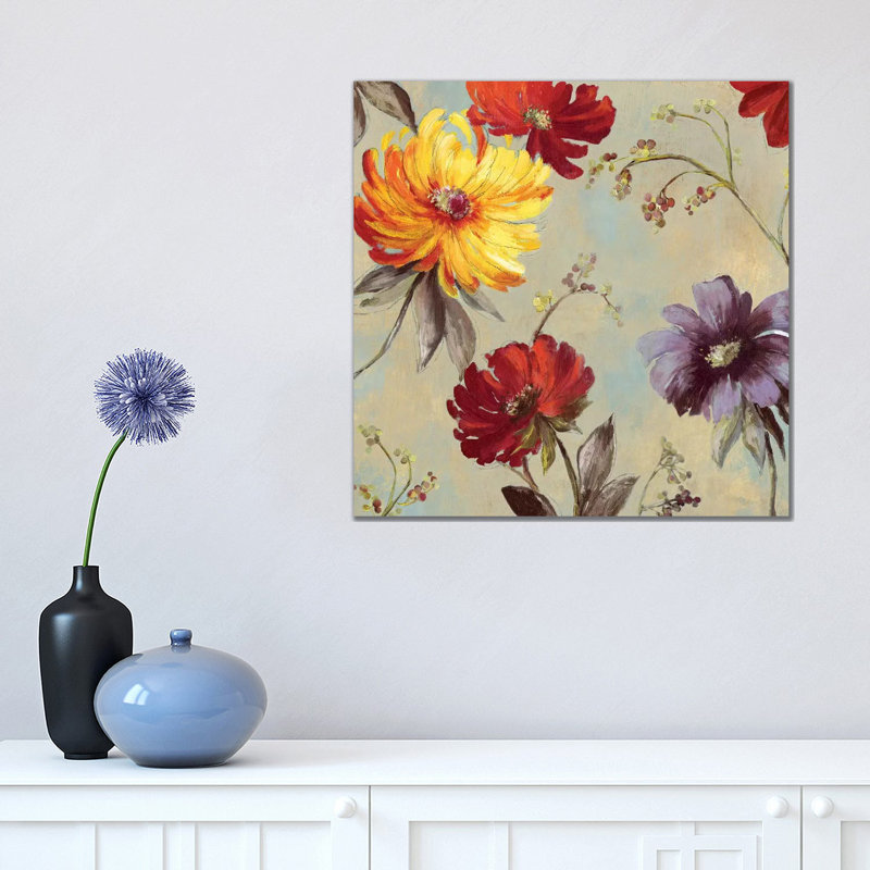 Whimsical Floral II 1 Piece Wrapped Canvas Painting
