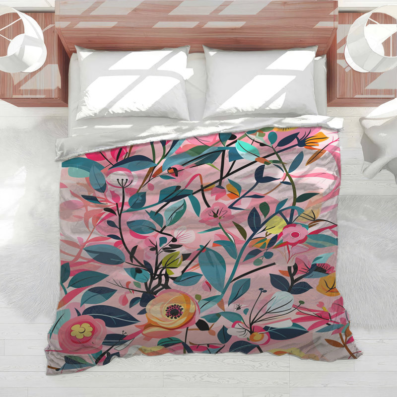 Édredon floral avec literie bohémienne, Très grand lit