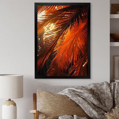 " Sunset Tropical Palm Tree Leaves I "