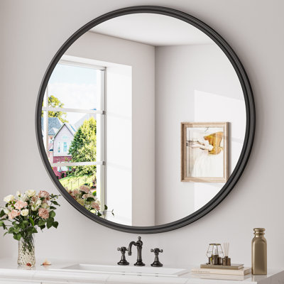 Evangelista Aluminum Alloy Framed Tempered Glass Round Wall Mirror