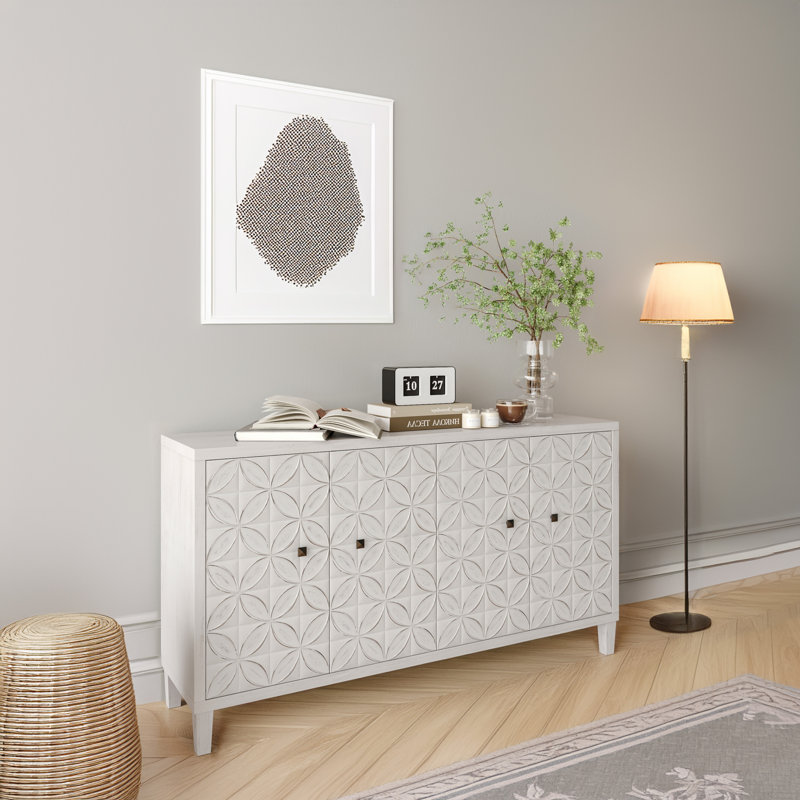 Buffet, table de buffet, armoire de salle à manger, bureau avec rangement Schonbrunn, Blanchies