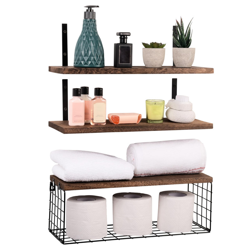 Ryne 3 Piece Accent Shelf, Brown