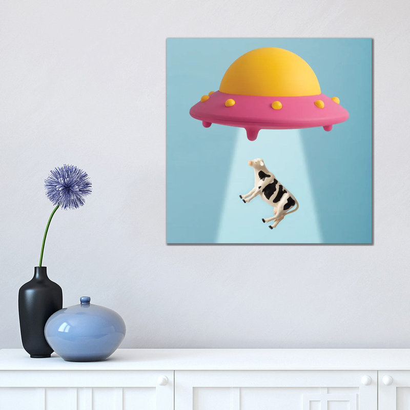 Abducted Cow by Pepino De Mar - Wrapped Canvas Print, 45.72 cm H x 45.72 cm W x 3.175 cm D