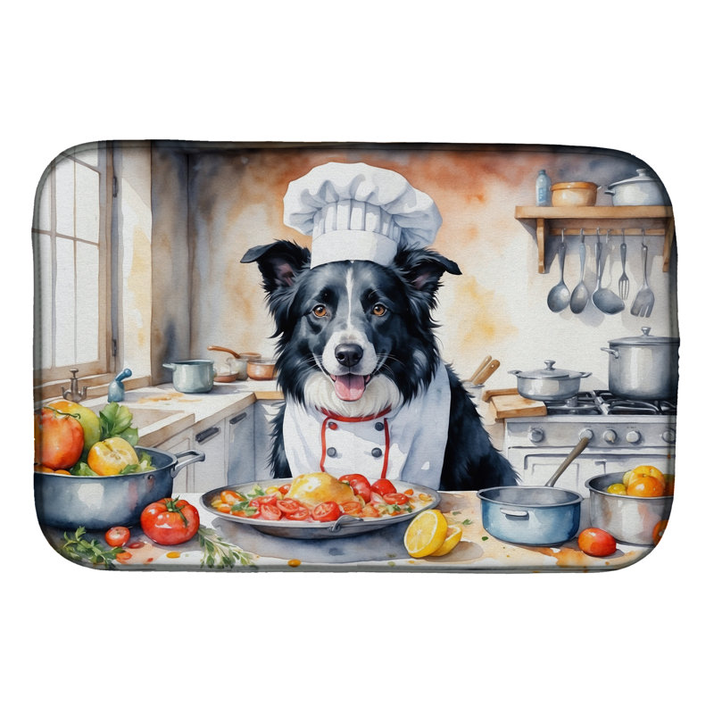 Border Collie The Chef Dish Drying Mat