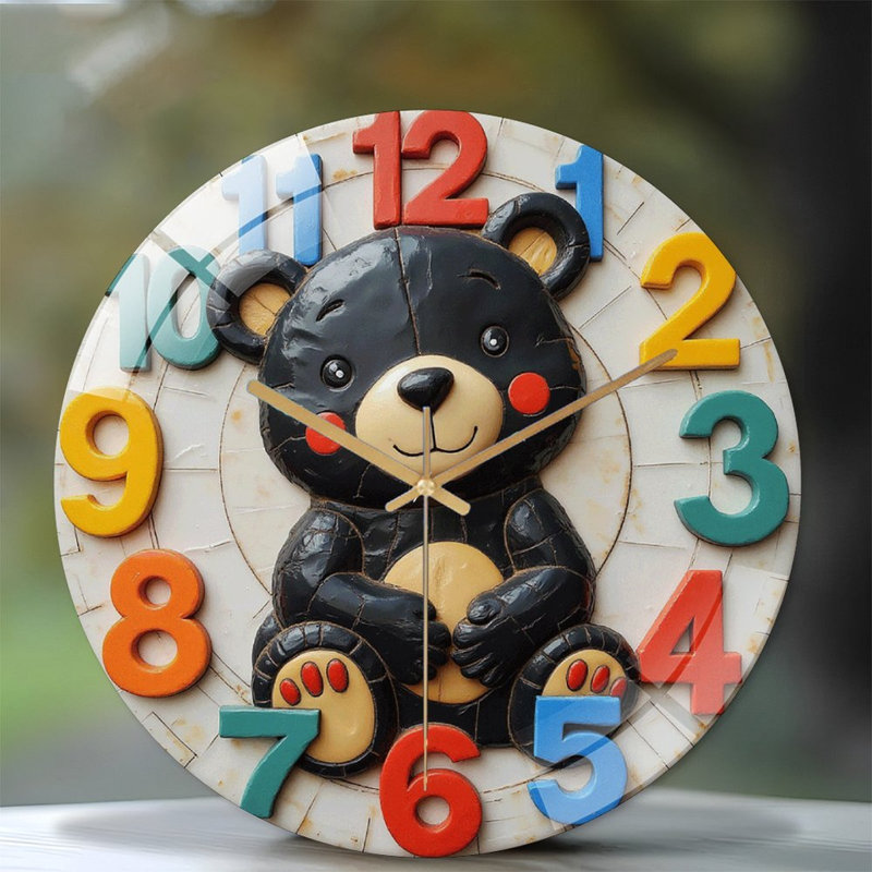 Horloge murale mignonne avec des chiffres colorés et horloge murale 12 po