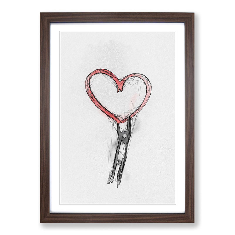 Holding on to Love in Abstract - Picture Frame Graphic Art Print, Walnut Framed, 87cm H x 62cm W x 2cm D