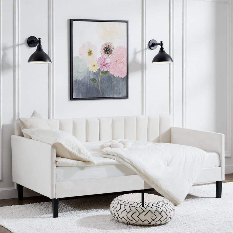 Lit de jour rembourré Boucle | Design moderne et luxueux | Mousse confortable, structure en métal sans grincement