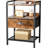 Nightstand Bedside Table With Drawer, Side Tables With Mesh Shelf, Bedroom Night Stand, End Tables With Raised Edges, Open Shelf, Metal Frame, Fabric Drawers Storage-2110653137