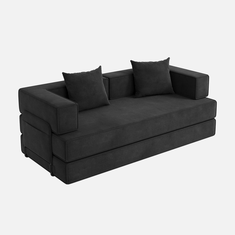 83" 3 Seat Convertible Sofa Bed, No Assembly, For Living Room, Black