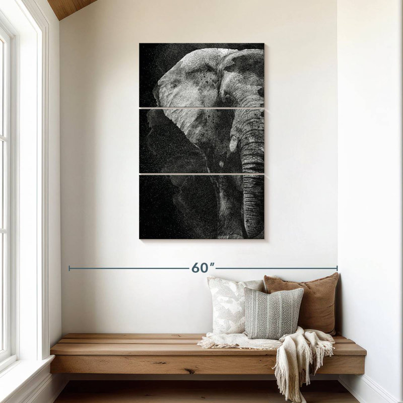 Brampt Elephant Face Black And White, 45" H x 28" W