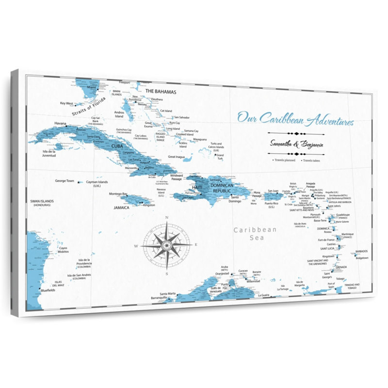 Carte caribéenne personnalisable Light Pin II, H 16 po x l 24 po, Oui