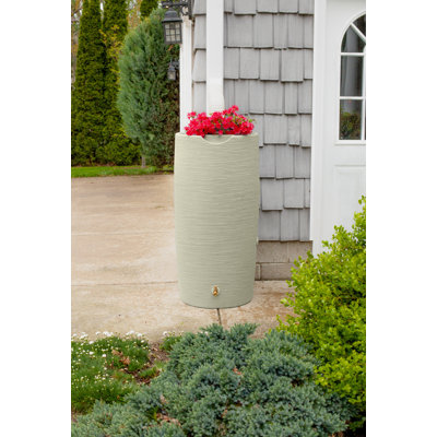 Good Ideas 50 Gallons Plastic Drainable Dual Overflow Planter Rain Barrel