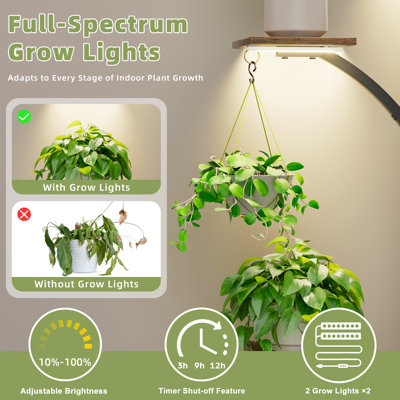 Ensemble de 6 tablettes de coin à 46 niveaux pour 6 plantes avec lumières de croissance, support pour présentoir de plantes en forme de K, supports à fleurs pour le salon