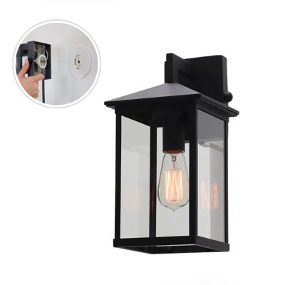 Dowless Plug & Play 2-Light Outdoor Wall Light in Transitional and Modern Style-13.85 Inches Tall and 7 Inches Wide