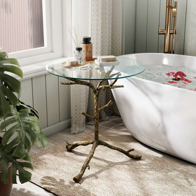 Lalia Modern Hammered Metal Tree Branch Side Table