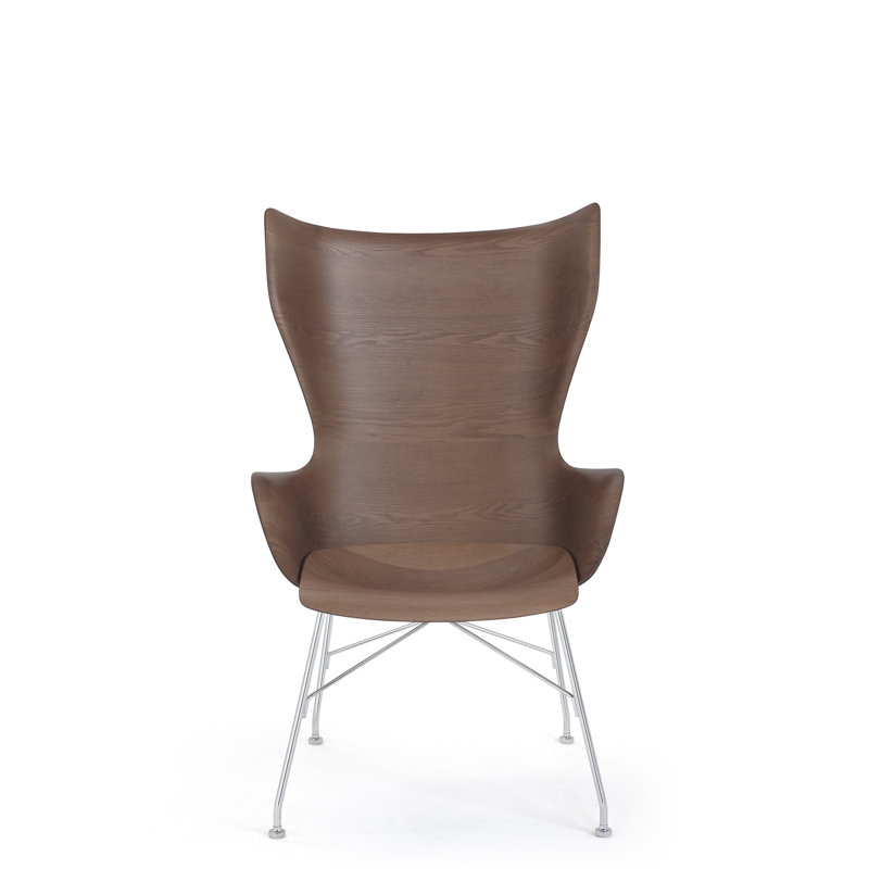 K/Wood Lounge Chair, Ash Dark Wood with Chrome