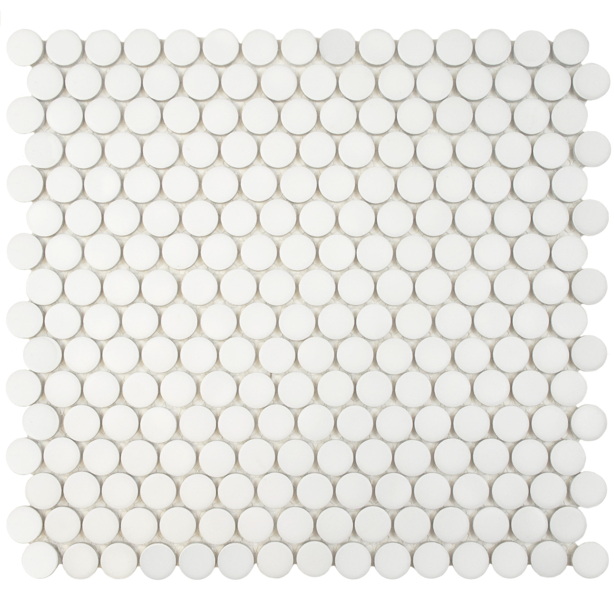 Hudson Penny Round Matte White 11-7/8" x 12-5/8" Porcelain Mosaic Floor and Wall Tile