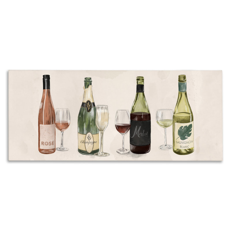 Diverses bouteilles de champagne sur toile, art du samedi soir, H 13 po x l 30 po x P 1,5 po