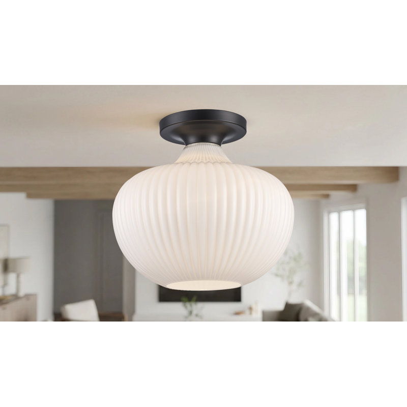 Plafonnier semi-encastré 1 lumière 12 po Collina, Noir