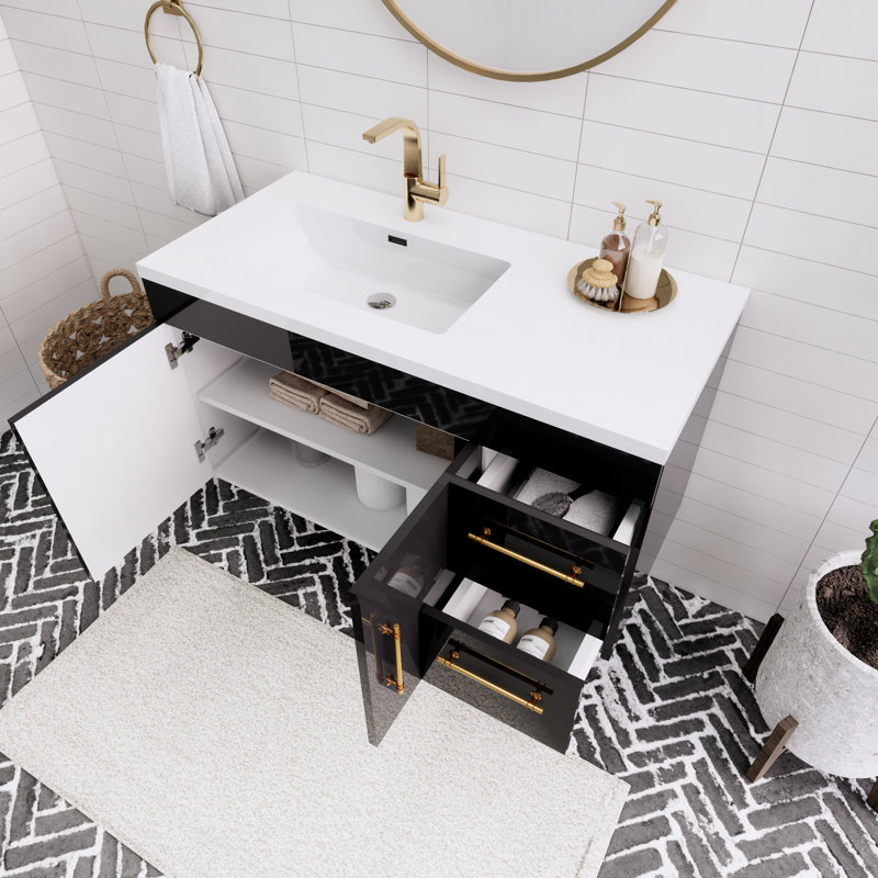 Ensemble de meuble-lavabo simple 42 po Trevah, Lustre noir