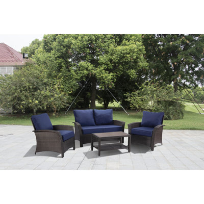 Braxter Williamsport 4 Piece Rattan Complete Patio Set with Cushions