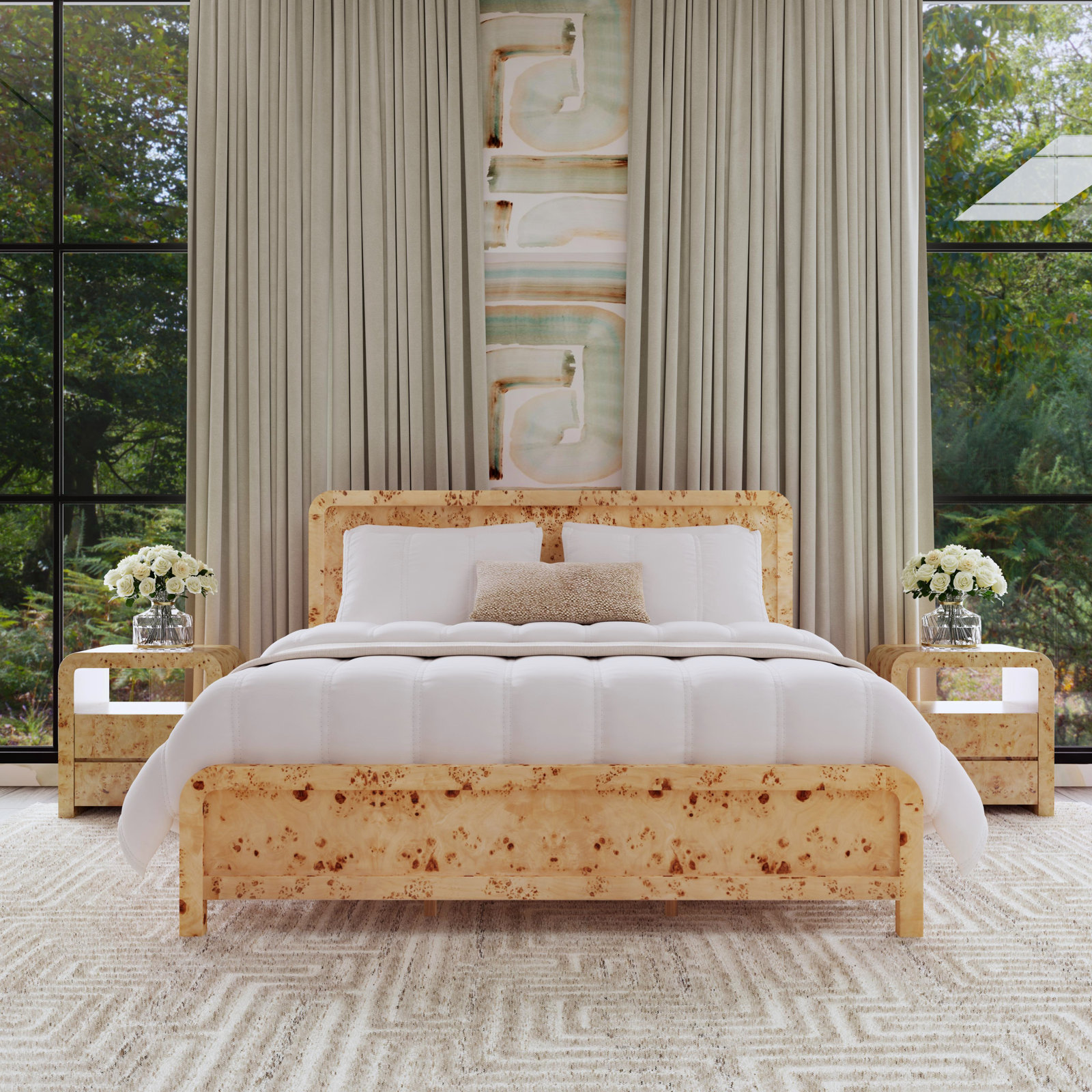 Cora King Burl Panel Bed