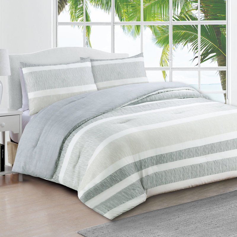 Delray Gray Reversible Twin Microfiber Comforter Set