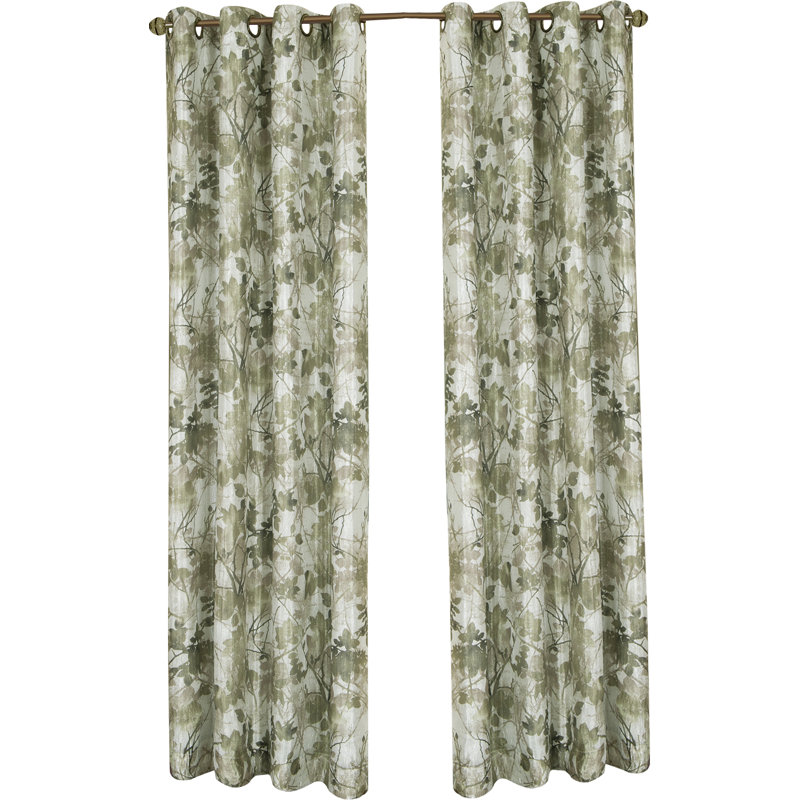 Sybilla Room Darkening Curtain Single Panel, Green, 50"W x 84"L
