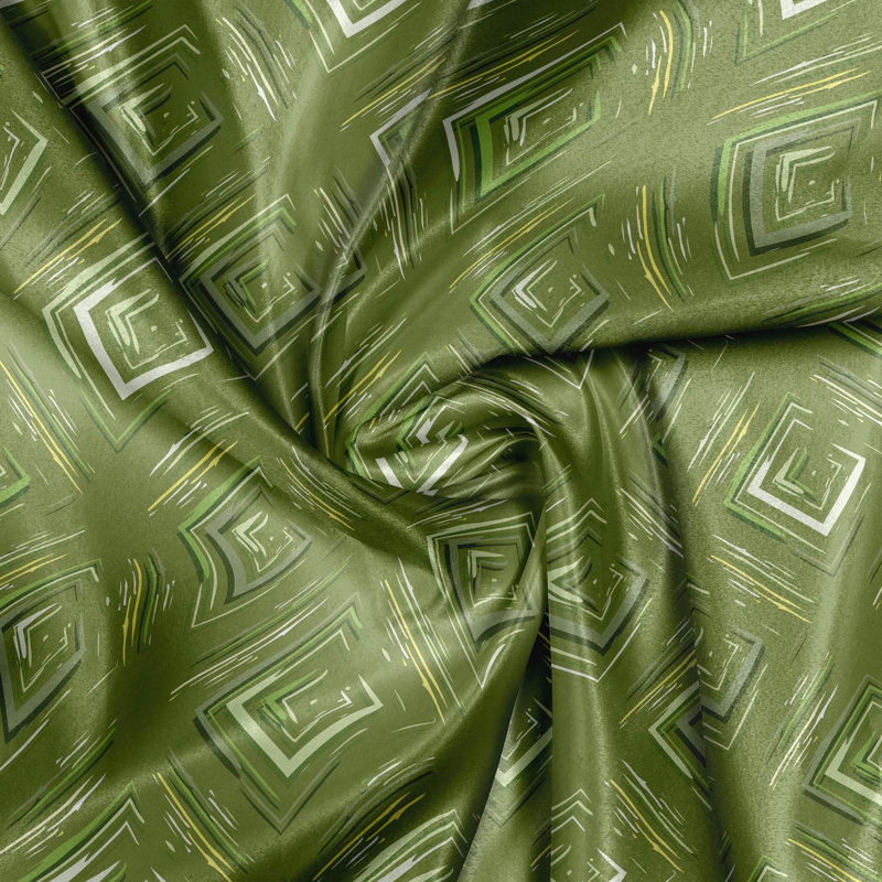 Rustic curtain, rhombus squares, olive green coconut