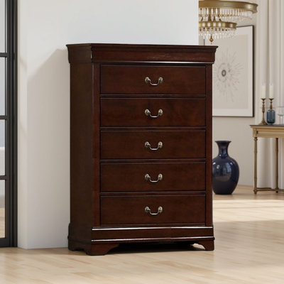Commode à finition cerisier foncé 1pc avec tiroirs en queue d'aronde
