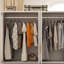 Armoire penderie avec porte vitrée, rangement pour garde-robe modulaire à 3 tiroirs et tringle