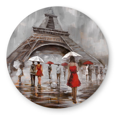 Near the Eiffel Tower - Contemporary Round Outdoor Rug