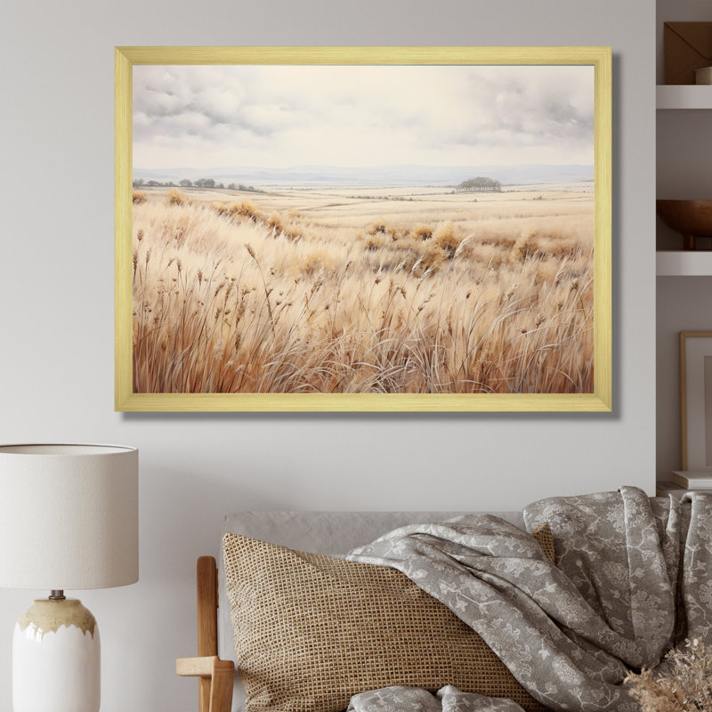 Prairie Peacefulness Meadows - Prairies, reproduction sur toile, H 34 po x l 44 po x P 1,5 po, Cadre doré simple