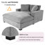 Chaise longue surdimensionnée - gris, design classique, pieds en bois massif, structure, assemblage sans effort, tissu confortable de 53,5 po x 70,9 po, assise confortable