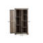 Élégant buffet à panneaux en bois massif et à base de bois avec présentoir ouvert, tiroirs et tablettes multiples pour un rangement organisé