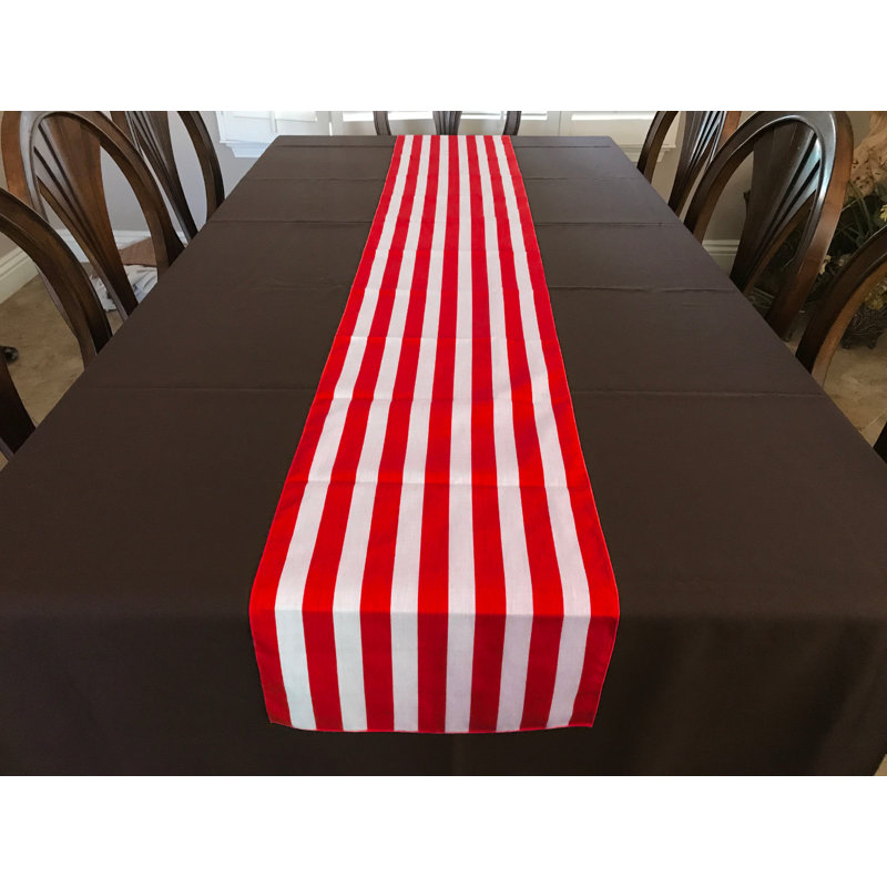 Chemin de table à rayures, Tapis de couloir 72 po, Rouge, 24"