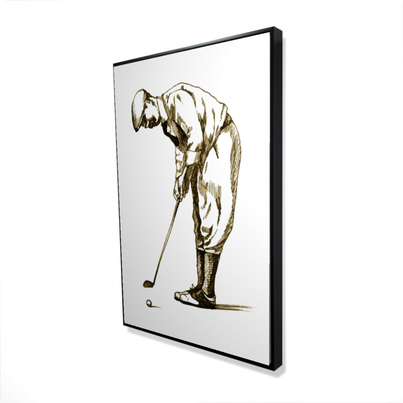"Illustration d'un golfeur concentré" sur toile