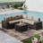 5-Person All-Weather Outdoor HDPE Rattan Sectional Sofa Set with Cushions and Wide Armrests-108607961