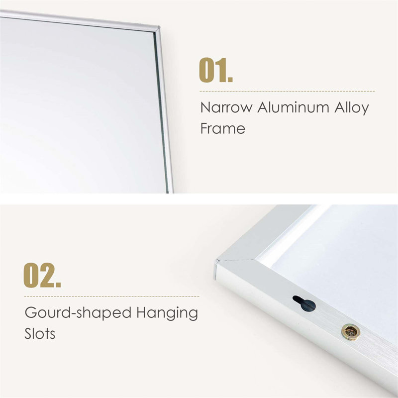Demetrias Metal Rectangle Mirror, Silver