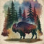 Bison en forêt, housse de couette-125062342-135987071