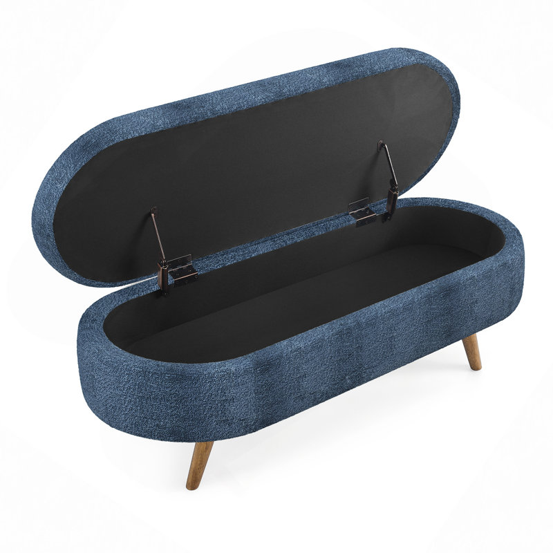 Banc de rangement rembourré 2 places Maly, Bleu très foncé