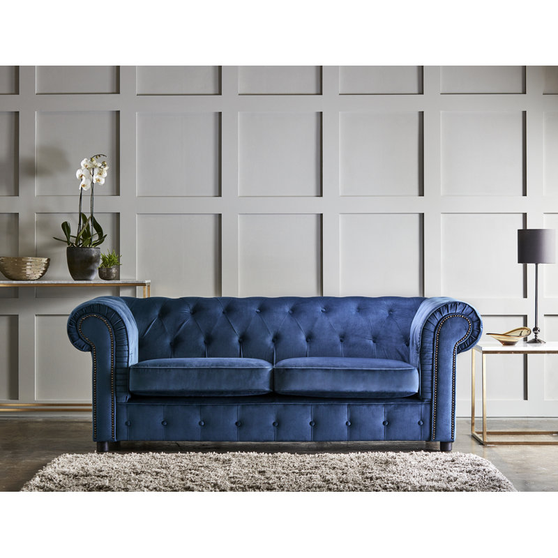 Aaron 2 Seater Velvet Sofa, Indigo, 3