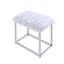 Tabouret de coiffeuse minimaliste moderne en fausse fourrure blanche avec structure en métal chromé et miroir rond haute définition