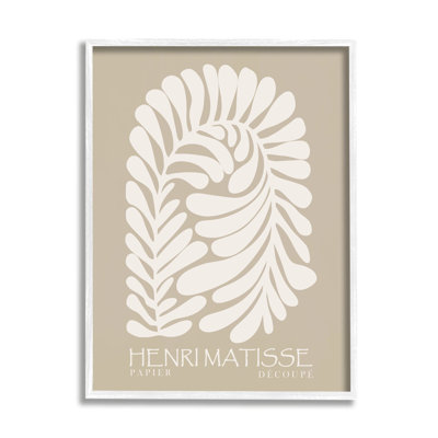 " Neutral Tones Botanical Leaf Pattern Matisse Text " by Ros Ruseva