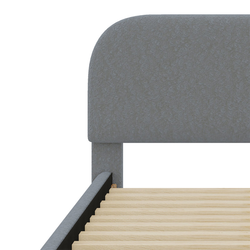 Lit plateforme tapissier au design courbé élégant, Gris