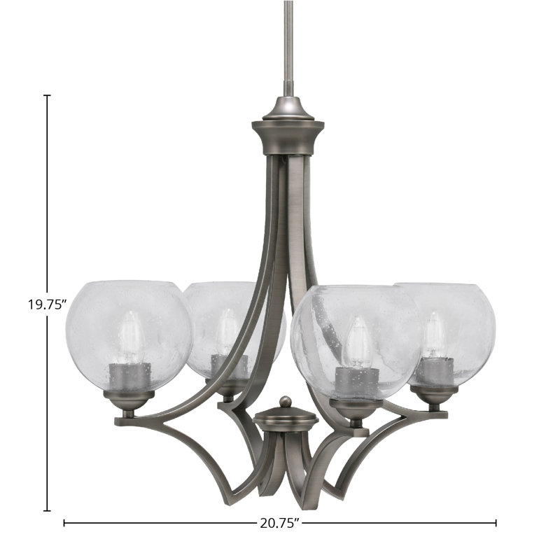 Lustre 4 lumières Zilo avec verre transparent 5,75 po Zilo, Graphite