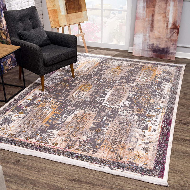 Tapis abstrait gris / brun Kanter, Rectangle 8 pi x 11 pi
